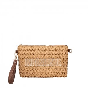 Mini τσάντα φάκελος Soley από raffia της Le Pandorine 