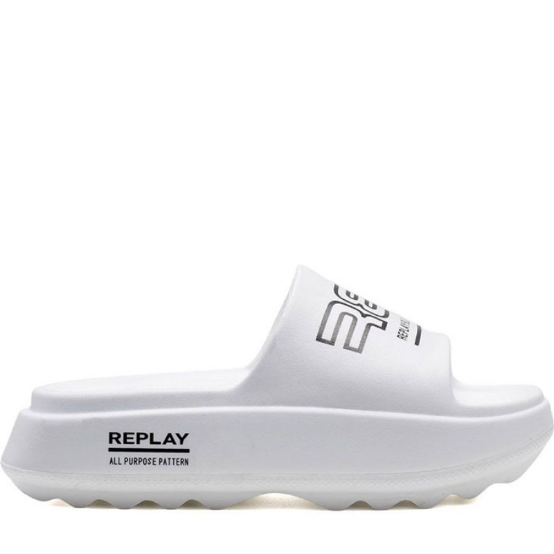 REPLAY λευκή σαγιονάρα BRIXY PRINT Παπούτσια