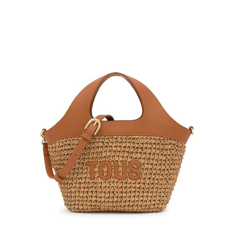 Medium-sized TOUS Lirio Rafia basket bag in camel color Bags