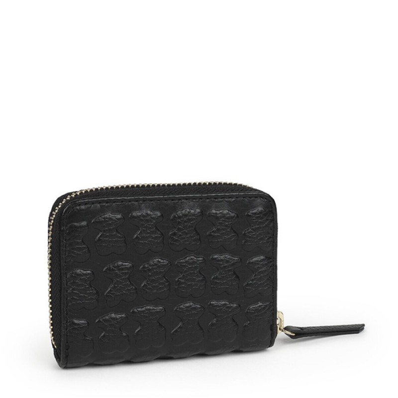 Medium-sized TOUS Sherton wallet in black embossed leather Accessoris