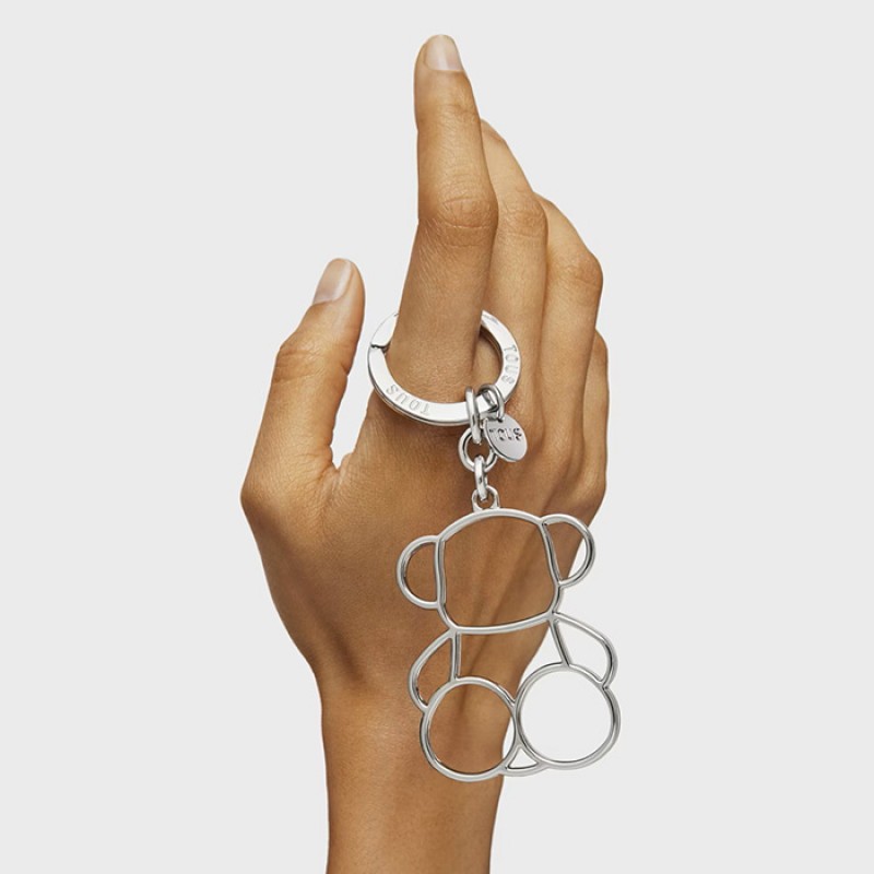 Silhouette Bold Bear Keychain in Silver Accessoris