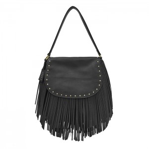Black fringe hobo medium shoulder bag Black fringe hobo medium shoulder bag